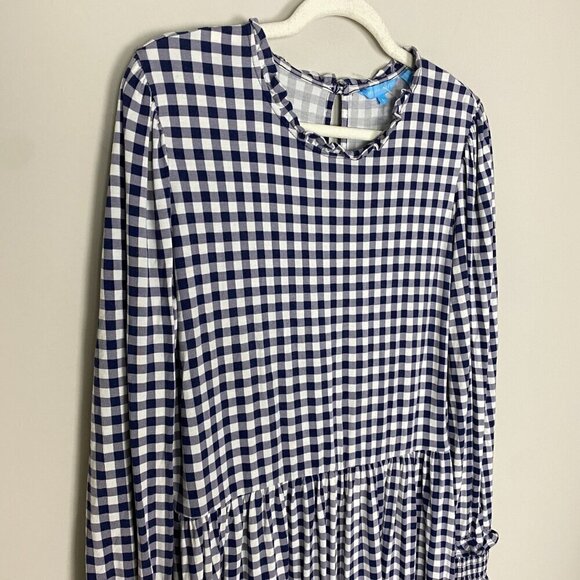 Draper James Kitty Dress Gingham Plaid Check Blue Womens Large Long Sleeves - Picture 5 of 9
